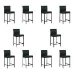 Set van 10 Leren barkrukken Bright laag - Toledo Nero, Ophalen of Verzenden