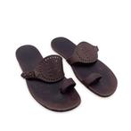 Hermès - Brown Leather Evelyne Flat Sandals Shoes Size 44 -, Nieuw