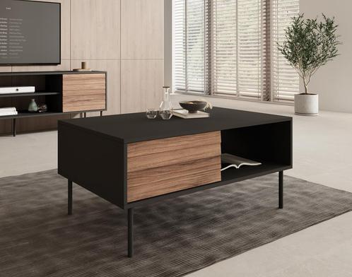 Meubella Salontafel zwart 100x55x45cm | Rechthoekig, Huis en Inrichting, Tafels | Salontafels, Nieuw, 50 tot 100 cm, Minder dan 50 cm