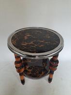 Bijzettafel - Eik, Glas, Chroom - Rooktafel, Antiek en Kunst