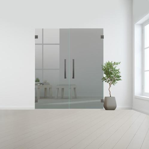Glazen dubbele binnendeur XL zonder kozijn RVS beslag-Grijs, Doe-het-zelf en Bouw, Deuren en Vliegenramen, Nieuw, Verzenden