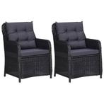 vidaXL Tuinstoelen 2 st met kussens poly rattan zwart, Tuin en Terras, Tuinstoelen, Verzenden, Nieuw