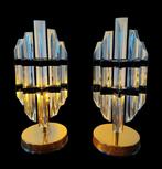 Lampe de table (2) - métal doré, cristal, Huis en Inrichting, Nieuw