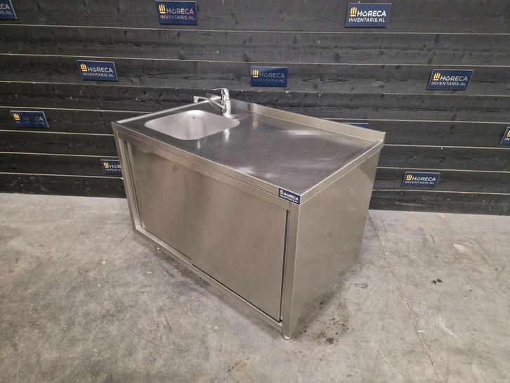 Wastafel | schuifdeuren | RVS | 120cm, Zakelijke goederen, Horeca | Meubilair en Inrichting, Gebruikt