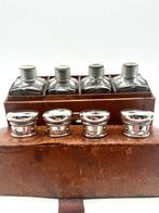 No reserve-Groot antiek vierdelig kristallen heren Reisetui