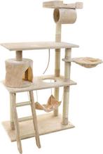 Krabpaal & speelhuis - katten - beige - 140 cm hoog - met..., Dieren en Toebehoren, Ophalen of Verzenden, Nieuw