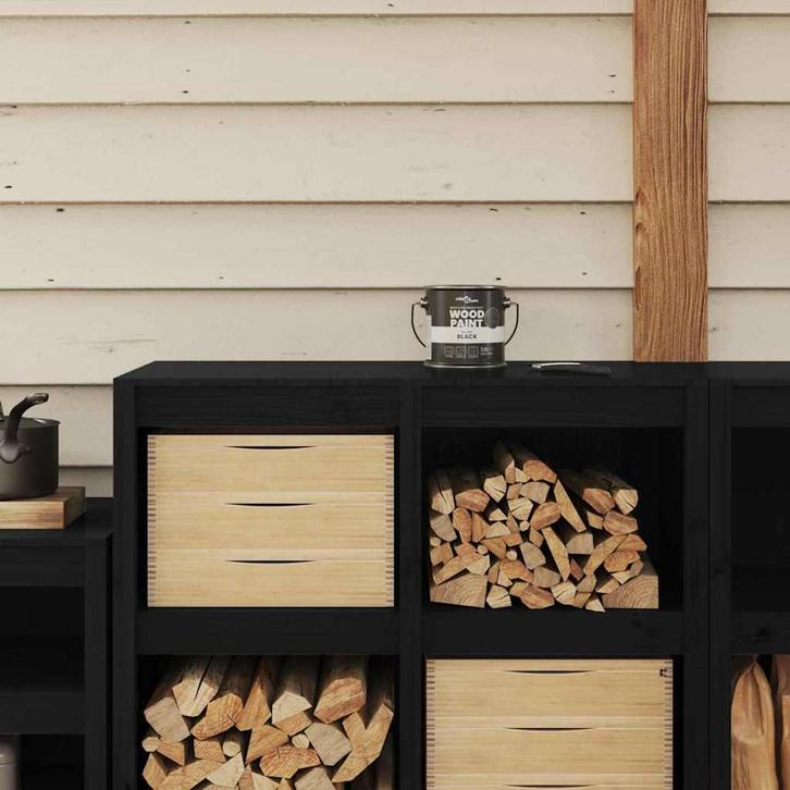 vidaXL Houtverf Zwart 16,5 x 16,5 x 15,9 cm, Doe-het-zelf en Bouw, Verf, Beits en Lak, Nieuw, Verzenden