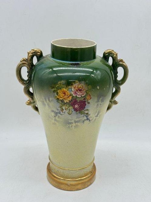 Vaas met dubbele oren - Nanking NO2 - verguld en gedecoreerd, Antiek en Kunst, Antiek | Glaswerk en Kristal