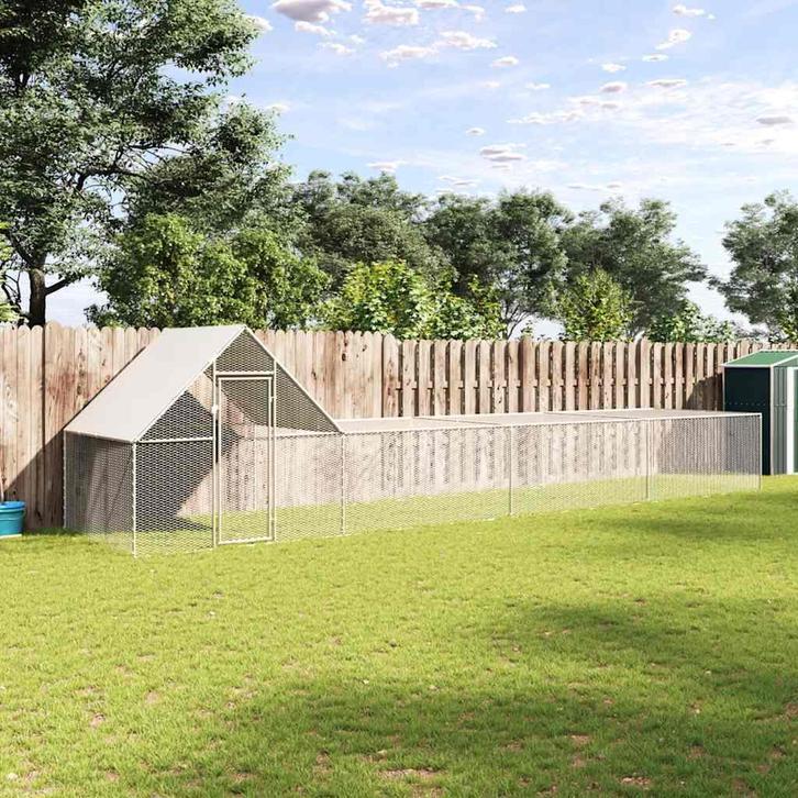 vidaXL Kippenren 8x2x2 m gegalvaniseerd staal, Animaux & Accessoires, Rongeurs & Lapins | Cages & Clapiers, Envoi