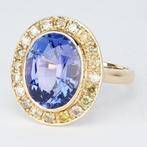 Ring - 14 karaat Geel goud - 5.90ct. tw. Tanzaniet - Diamant