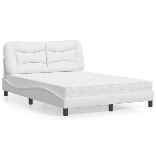 vidaXL Bed met matras kunstleer wit 140x190 cm, Huis en Inrichting, Slaapkamer | Bedden, Nieuw, Verzenden