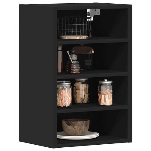 vidaXL Hangkast Riga 40x29,5x60 cm bewerkt hout zwart, Huis en Inrichting, Kasten | Overige, Nieuw, Verzenden