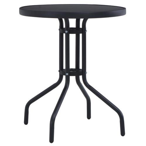 vidaXL Tuintafel 60 cm staal en glas zwart, Tuin en Terras, Tuintafels, Nieuw, Verzenden