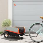 vidaXL Fietstrailer 30 kg ijzer zwart en oranje, Fietsen en Brommers, Verzenden, Nieuw