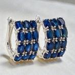 Zonder minimumprijs - Oorbellen Verguld Saffier - 18K goud, Handtassen en Accessoires, Oorbellen, Nieuw