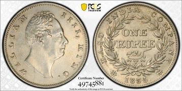 Brits India. William IV. 1 Rupie 1835 - PCGS (Calcuta)