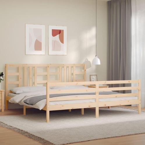 vidaXL Bedframe met hoofdbord massief hout 200x200 cm, Huis en Inrichting, Slaapkamer | Bedden, Nieuw, Verzenden