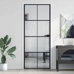 vidaXL Binnendeur smal 83x201,5 cm gehard glas en aluminium, Doe-het-zelf en Bouw, Verzenden, Nieuw