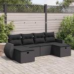 vidaXL 6-delige Loungeset met kussens poly rattan zwart, Verzenden, Nieuw, Loungeset