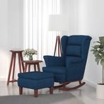 vidaXL Schommelstoel met houten poten en voetenbank fluweel, Huis en Inrichting, Stoelen, Verzenden, Nieuw