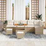 vidaXL Tuinbank Set met kussen 9 pcs Beige en Crème 90 x 55, Verzenden, Nieuw