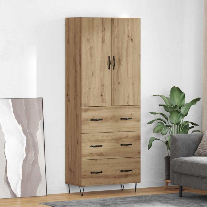 vidaXL Highboard met lade 2 pcs Artisan Eiken Geëngineerd, Huis en Inrichting, Kasten | Dressoirs, Nieuw, Verzenden
