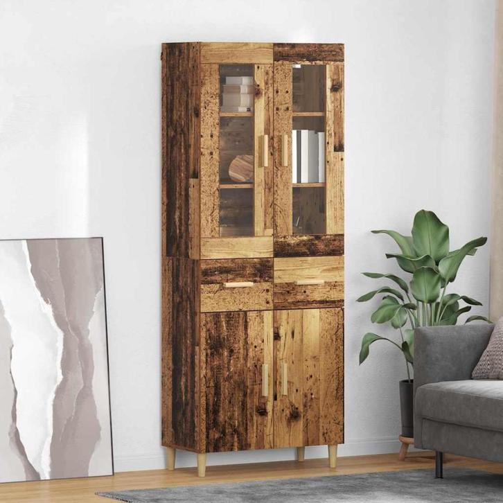 vidaXL Highboard met lade Oud Hout 69,5 x 34 x 180 cm, Huis en Inrichting, Kasten | Dressoirs, Nieuw, Verzenden