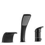 Moderne zwarte badkraan met watervaleffect en handdouche..., Ophalen of Verzenden, Nieuw