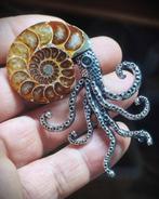 Geen minimumprijs Prachtige ammoniet-handgemaakte broche, Collections, Minéraux & Fossiles