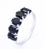 Zonder minimumprijs - Ring - 14 karaat Witgoud Saffier -