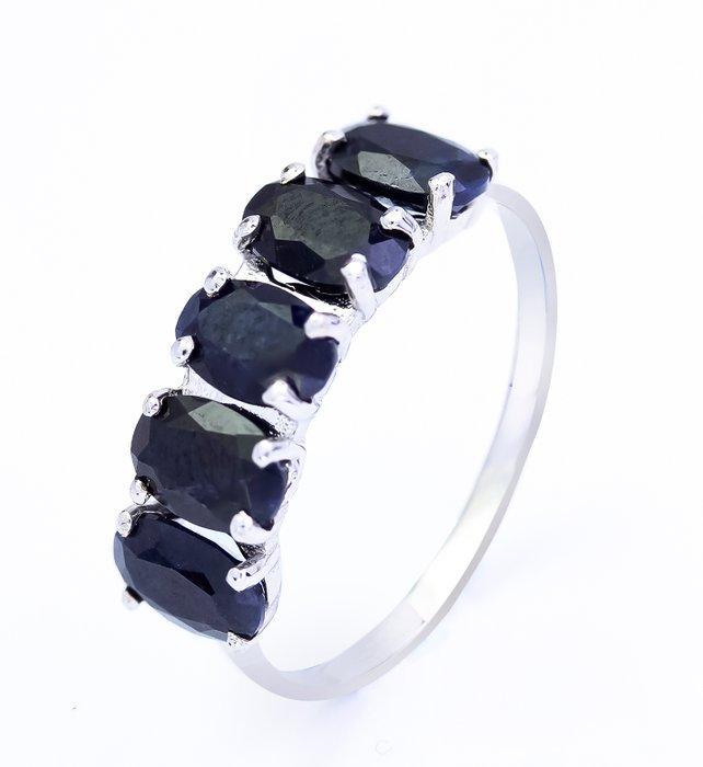 Zonder minimumprijs - Ring - 14 karaat Witgoud Saffier -, Handtassen en Accessoires, Ringen