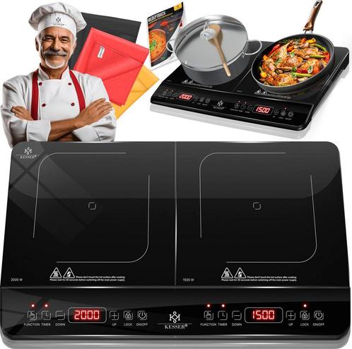 KESSER® Inductie Kookplaat - 2100W - 2 kookzones 28cm - Zwar, Huis en Inrichting, Woonaccessoires | Overige, Verzenden
