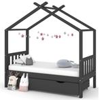 vidaXL Kinderbedframe met lade grenenhout donkergrijs 80x160, Verzenden