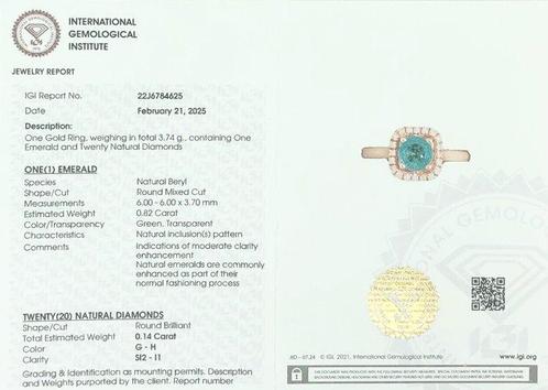 Trouwring - 14 karaat Roségoud - 0.96ct. tw. Smaragd -, Handtassen en Accessoires, Antieke sieraden