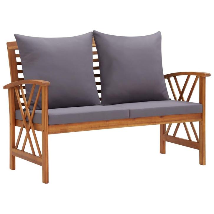 vidaXL Tuinbank met kussens 119 cm massief acaciahout, Tuin en Terras, Tuinsets en Loungesets, Nieuw, Verzenden