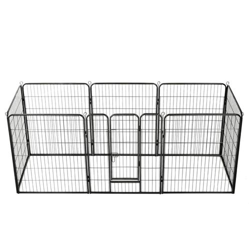 vidaXL Hondenren met 8 panelen 80x100 cm staal zwart, Animaux & Accessoires, Caisses pour chiens, Envoi