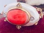 Ring - 9 kt. Roségoud Koraal - Diamant, Handtassen en Accessoires, Ringen, Nieuw