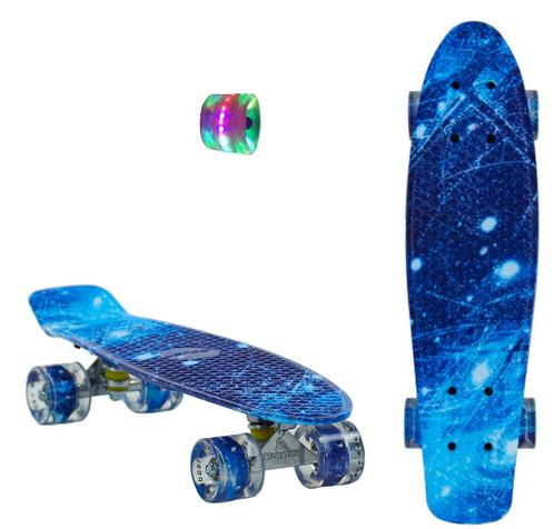 interval Vijf Gewoon overlopen ② Sajan - Skateboard - LED Wielen - Penny board - Space Blauw — Patins à  roulettes alignées — 2ememain
