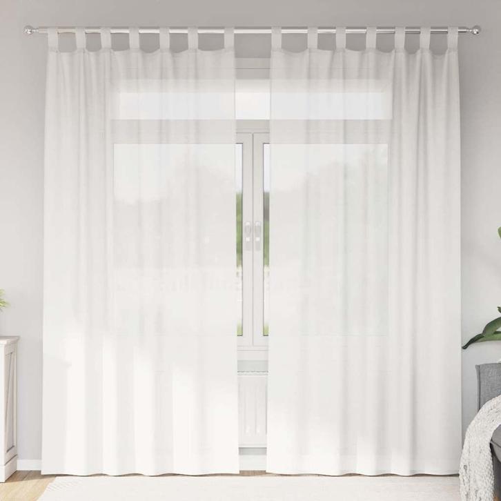 vidaXL Voile gordijnen met lussen 2 st 140x225 cm wit, Huis en Inrichting, Stoffering | Gordijnen en Lamellen, Nieuw, Verzenden