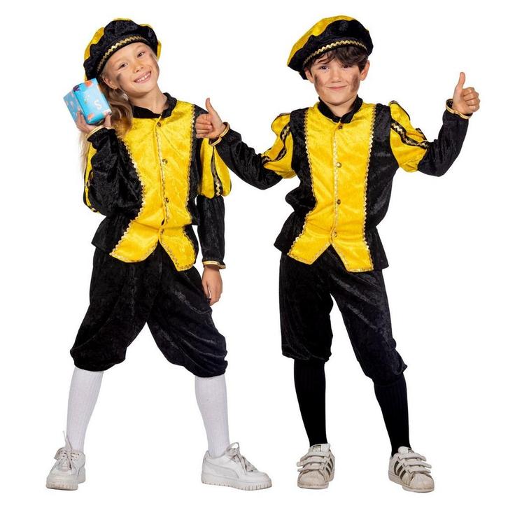Pietenpak Kind Geel/Zwart Luxe, Hobby en Vrije tijd, Feestartikelen, Nieuw, Verzenden