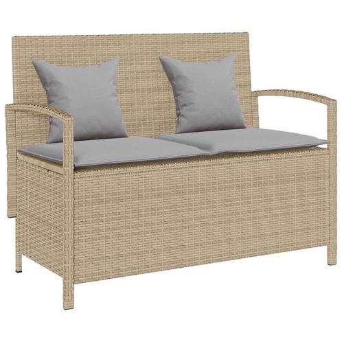 vidaXL Tuinbank met kussen poly rattan beige, Tuin en Terras, Tuinsets en Loungesets, Nieuw, Verzenden