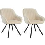 tectake Draaibare fluwelen stoel Snug, gestoffeerd - crème,, Huis en Inrichting, Stoelen, Verzenden, Nieuw