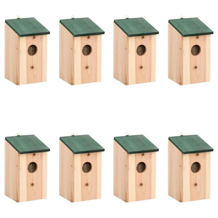 vidaXL Vogelhuisjes 8 st 12x12x22 cm hout, Tuin en Terras, Vogelhuisjes en Vogelbaden, Nieuw, Verzenden