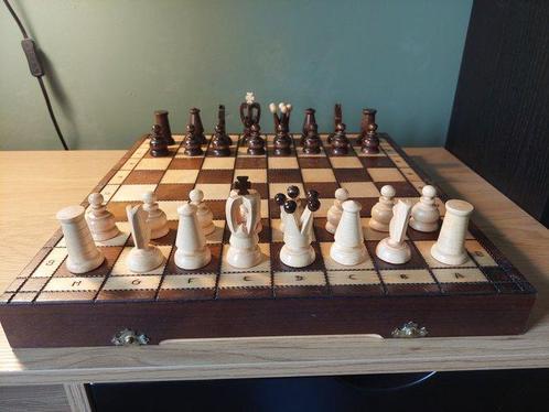 Schaakspel - Vintage schaakspel - Hout, Antiek en Kunst, Curiosa en Brocante