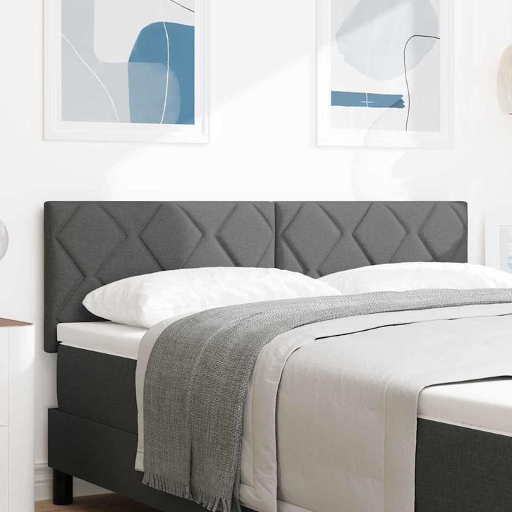 vidaXL Stoffen Hoofdbord Geometrisch Donkergrijs 144 cm Stof, Huis en Inrichting, Slaapkamer | Bedden, Nieuw, Verzenden