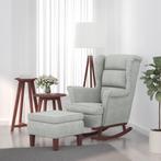 vidaXL Schommelstoel met houten poten en voetenbank fluweel, Huis en Inrichting, Stoelen, Verzenden, Nieuw