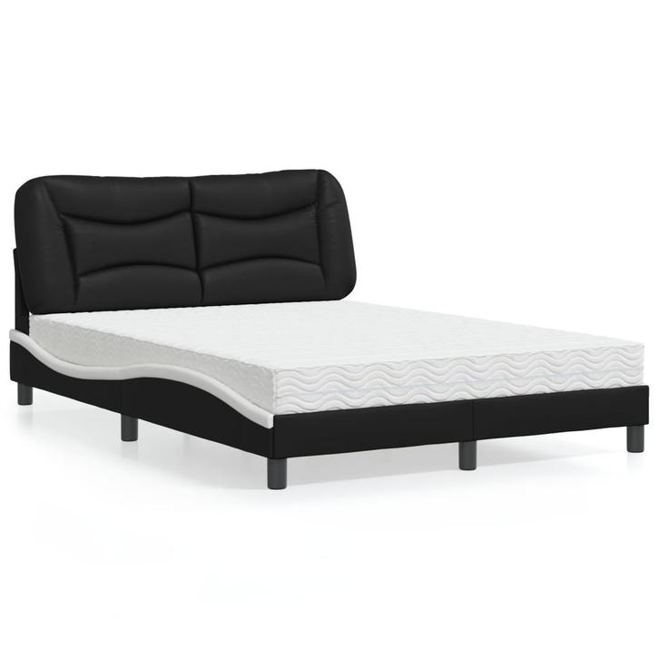 vidaXL Bed met matras Hvar kunstleer zwart en wit 120x200, Huis en Inrichting, Slaapkamer | Bedden, Nieuw, Verzenden
