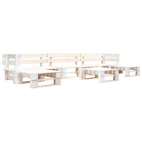 vidaXL 6-delige Loungeset pallet hout wit, Jardin & Terrasse, Ensembles de jardin, Envoi