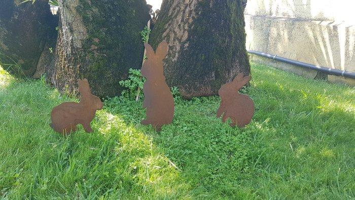 Snijwerk, Conjunto de 3 coelhos em ferro - 44 cm - IJzer, Antiek en Kunst, Curiosa en Brocante