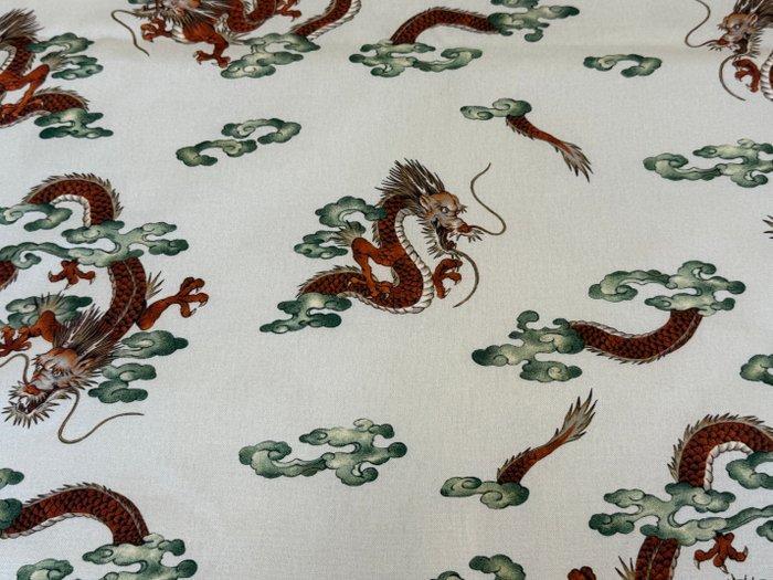 Draghi Celesti op het ivoorkleurige gordel - Meubelstof - 5, Antiek en Kunst, Antiek | Tapijten, Tafelkleden en Textiel